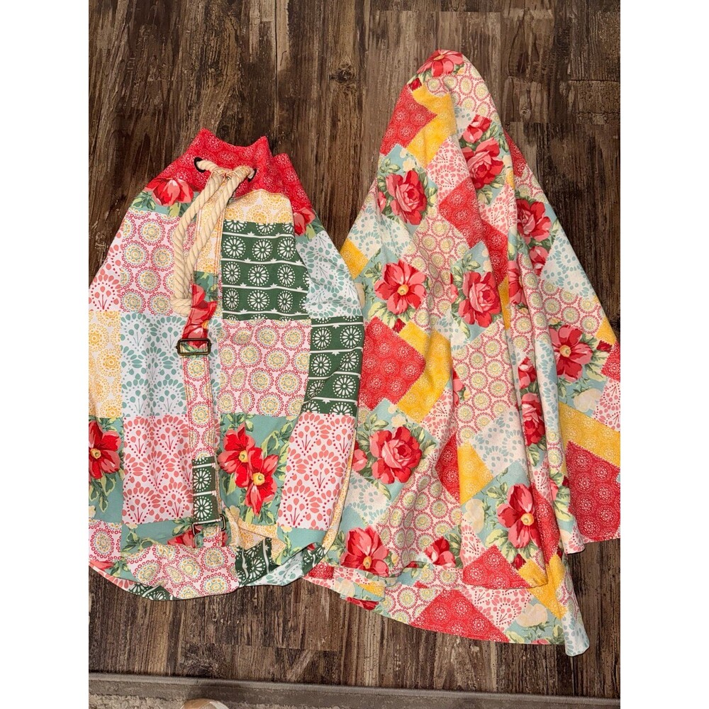 Pioneer Woman Patchwork Floral Laundry Bag & Shower Curtain Set Vintage Cottage